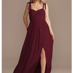 David's Bridal Red Sleeveless Maxi Dress with Slit